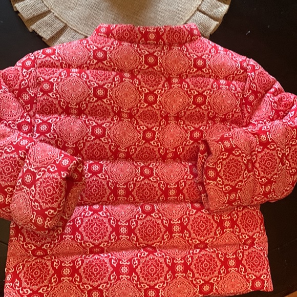 Jamie and Jack girls red white  puffer jacket mock neck quilted - Picture 6 of 7